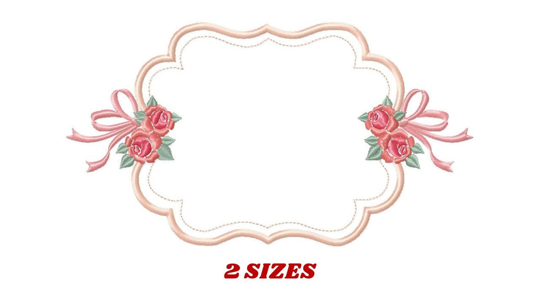 Frame embroidery designs - Flower embroidery design machine embroidery pattern - Roses embroidery file - monogram frame applique design