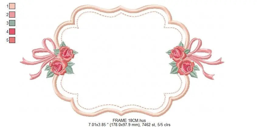 Frame embroidery designs - Monogram Frame with Flowers machine embroidery pattern - Roses applique file - Instant digital download pes jef Marcia Embroidery
