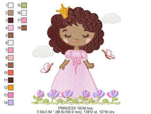 Laden Sie das Bild in den Galerie-Viewer, Princess embroidery designs - Baby girl embroidery design machine embroidery pattern - Girl with flowers embroidery file - instant download
