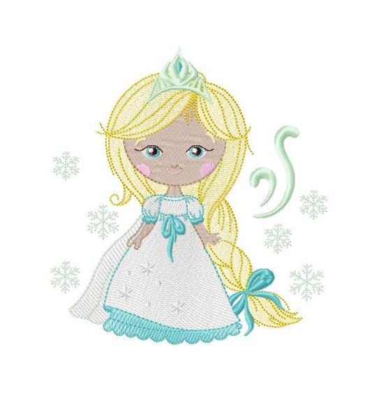 Princess embroidery designs - Baby girl embroidery design machine embroidery pattern - Ice Princess embroidery file - instant download pes