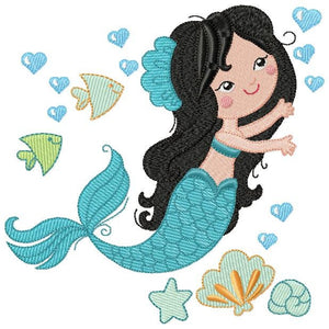 Mermaid embroidery designs - Princess embroidery design machine embroidery pattern - Mermaid rippled design - Girl embroidery file download