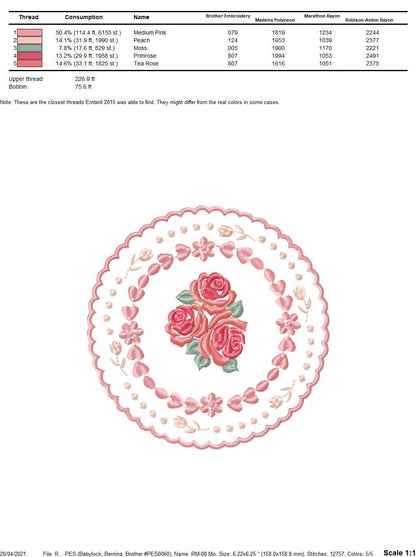 Flowers embroidery designs - Roses Frame Tag machine embroidery pattern - Floral Kitchen Towel - Instant digital download pes jef dst hus