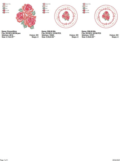 Flowers embroidery designs - Roses Frame Tag machine embroidery pattern - Floral Kitchen Towel - Instant digital download pes jef dst hus