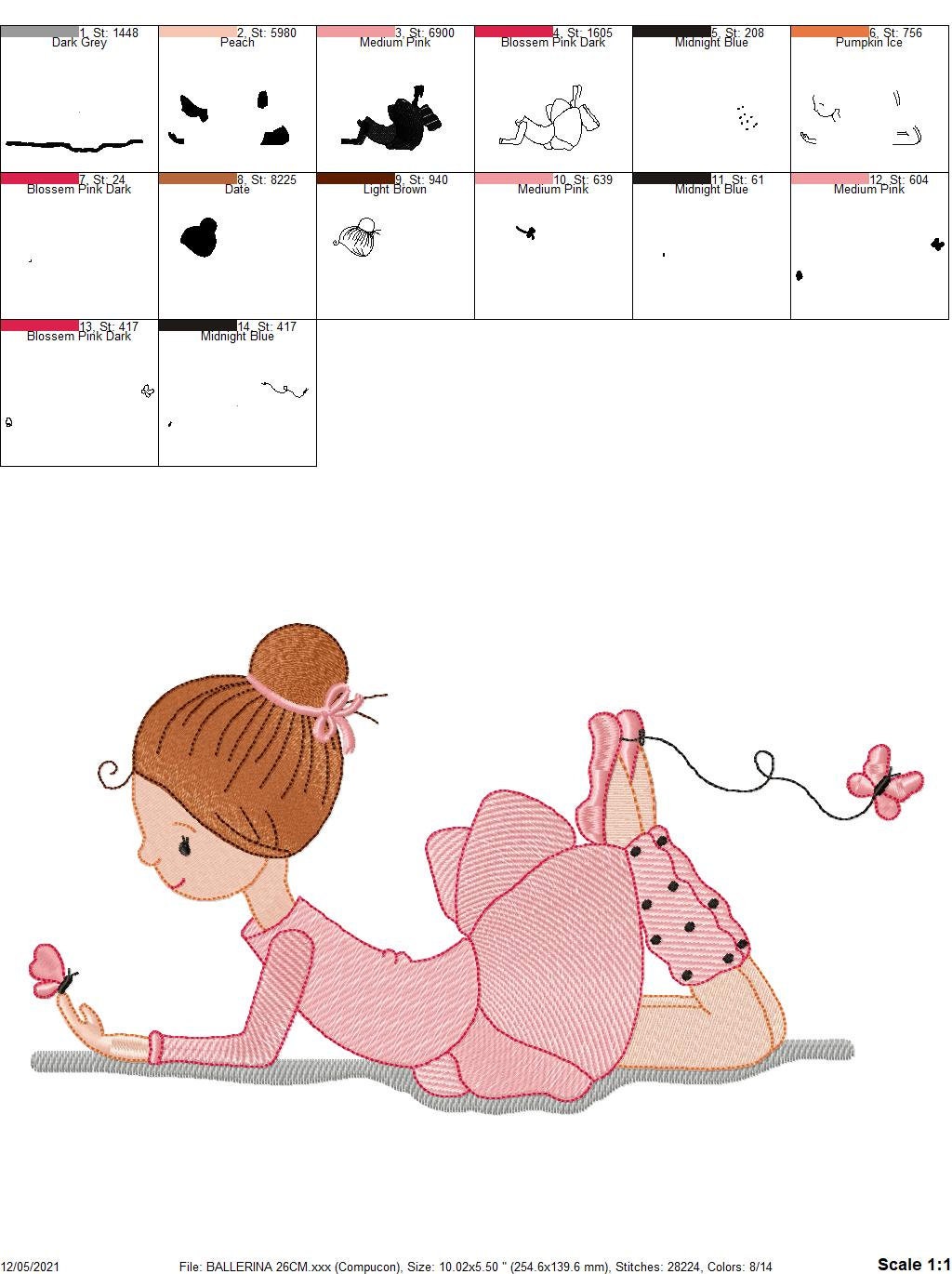 Ballerina embroidery designs - Ballet embroidery design machine embroidery pattern - Baby girl embroidery file digital file instant download Marcia Embroidery