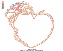 Cargar imagen en el visor de la galería, Heart with roses embroidery designs - Flower embroidery design machine embroidery pattern - Baby girl embroidery file Heart embroidery frame
