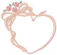 Carica l&#39;immagine nel visualizzatore di Gallery, Heart with roses embroidery designs - Flower embroidery design machine embroidery pattern - Baby girl embroidery file Heart embroidery frame
