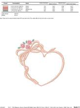 Charger l&#39;image dans la galerie, Heart with roses embroidery designs - Flower embroidery design machine embroidery pattern - Baby girl embroidery file Heart embroidery frame
