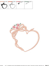 Laden Sie das Bild in den Galerie-Viewer, Heart with roses embroidery designs - Flower embroidery design machine embroidery pattern - Baby girl embroidery file Heart embroidery frame
