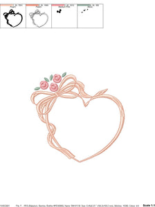 Heart with roses embroidery designs - Flower embroidery design machine embroidery pattern - Baby girl embroidery file Heart embroidery frame