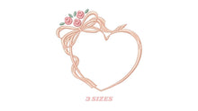 Laden Sie das Bild in den Galerie-Viewer, Heart with roses embroidery designs - Flower embroidery design machine embroidery pattern - Baby girl embroidery file Heart embroidery frame
