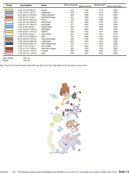 Animal musical band embroidery designs - Musical animals machine embroidery pattern -  Elephant Zebra Monkey Bird file - Instant download