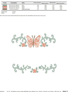 Flower frame embroidery designs - Butterfly embroidery design machine embroidery pattern - Tea towel embroidery file - kitchen cloth pes