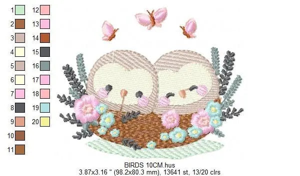 Love Bird Nest embroidery designs - Owl Nest embroidery design machine embroidery pattern - Family Couple embroidery file - Instant download Marcia Embroidery