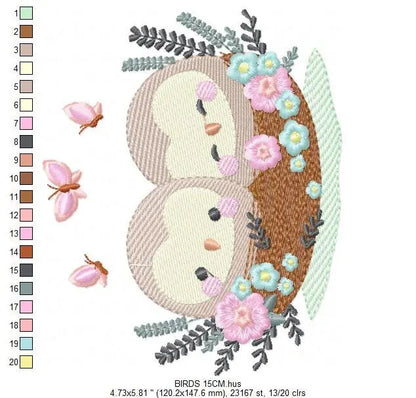 Love Bird Nest embroidery designs - Owl Nest embroidery design machine embroidery pattern - Family Couple embroidery file - Instant download Marcia Embroidery