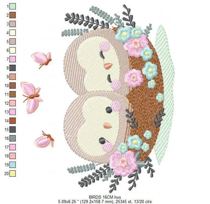 Love Bird Nest embroidery designs - Owl Nest embroidery design machine embroidery pattern - Family Couple embroidery file - Instant download Marcia Embroidery