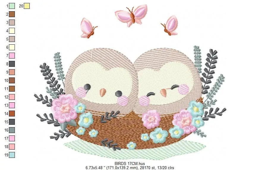 Love Bird Nest embroidery designs - Owl Nest embroidery design machine embroidery pattern - Family Couple embroidery file - Instant download Marcia Embroidery