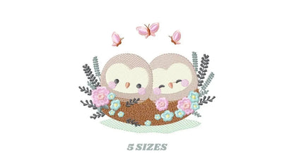 Love Bird Nest embroidery designs - Owl Nest embroidery design machine embroidery pattern - Family Couple embroidery file - Instant download Marcia Embroidery