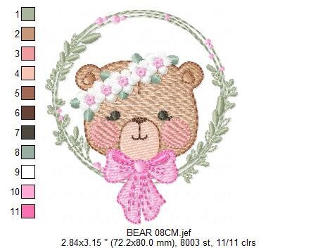 Teddy Bear embroidery designs - Baby girl embroidery design machine embroidery pattern - Bear with flowers embroidery file - digital file Marcia Embroidery