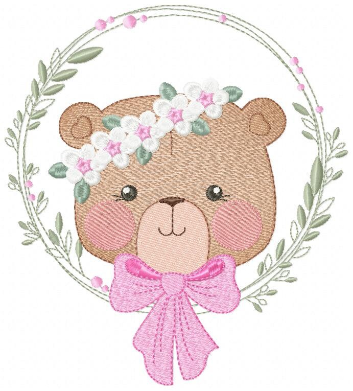 Teddy Bear embroidery designs - Baby girl embroidery design machine embroidery pattern - Bear with flowers embroidery file - digital file Marcia Embroidery
