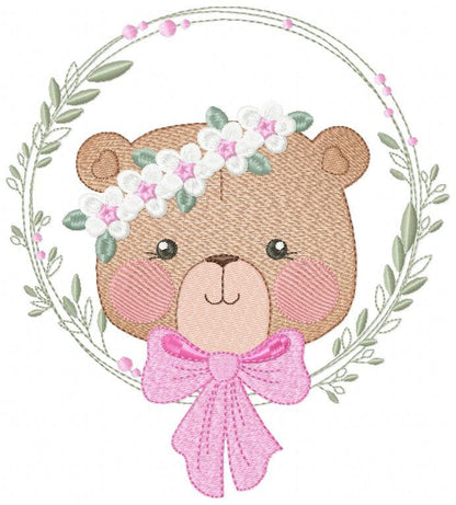 Teddy Bear embroidery designs - Baby girl embroidery design machine embroidery pattern - Bear with flowers embroidery file - digital file Marcia Embroidery
