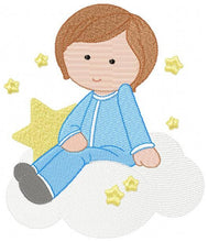 Charger l&#39;image dans la galerie, Baby boy embroidery designs - Cloud embroidery design machine embroidery pattern - Young Boy with clouds embroidery file - instant download
