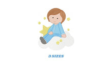 Charger l&#39;image dans la galerie, Baby boy embroidery designs - Cloud embroidery design machine embroidery pattern - Young Boy with clouds embroidery file - instant download
