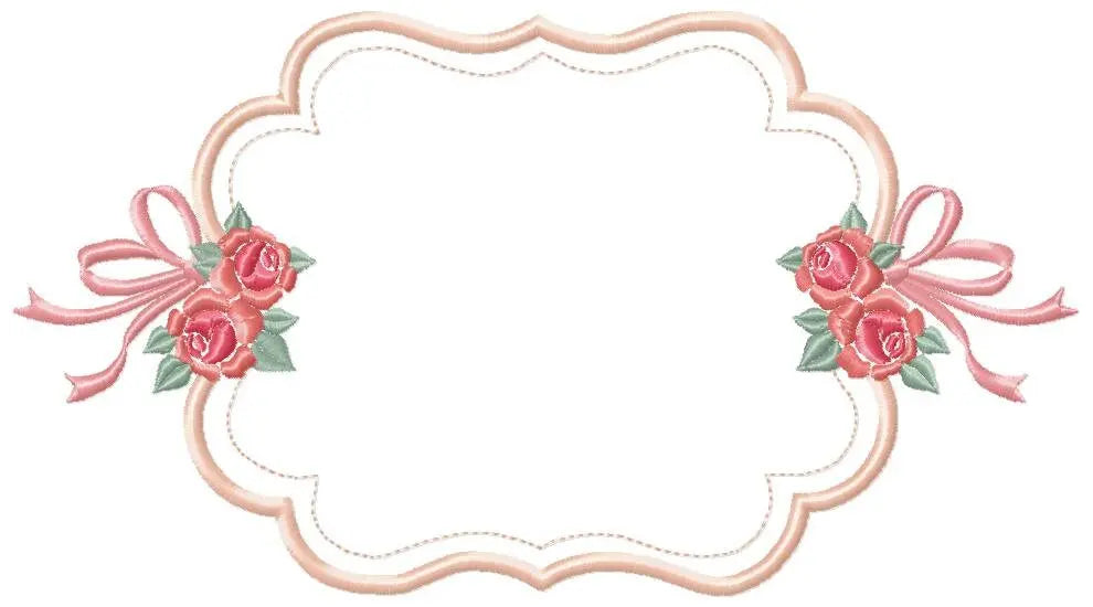 Frame embroidery designs - Monogram Frame with Flowers machine embroidery pattern - Roses applique file - Instant digital download pes jef Marcia Embroidery