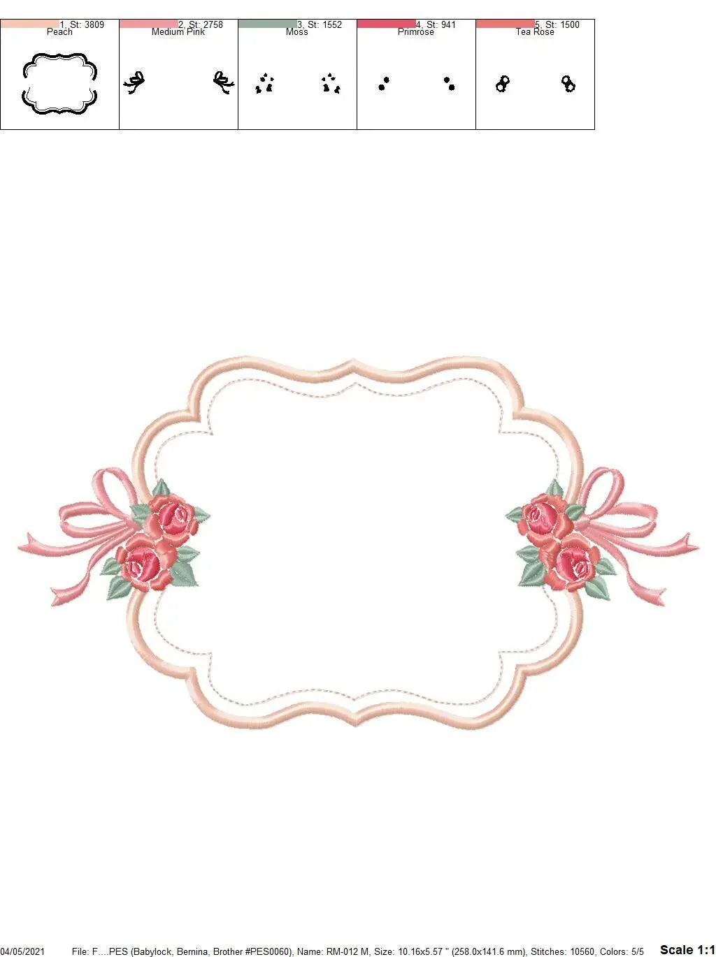 Frame embroidery designs - Monogram Frame with Flowers machine embroidery pattern - Roses applique file - Instant digital download pes jef Marcia Embroidery