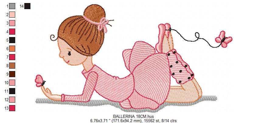 Ballerina embroidery designs - Ballet embroidery design machine embroidery pattern - Baby girl embroidery file digital file instant download Marcia Embroidery