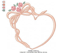 Charger l&#39;image dans la galerie, Heart with roses embroidery designs - Flower embroidery design machine embroidery pattern - Baby girl embroidery file Heart embroidery frame
