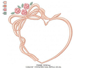 Heart with roses embroidery designs - Flower embroidery design machine embroidery pattern - Baby girl embroidery file Heart embroidery frame