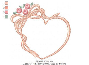 Heart with roses embroidery designs - Flower embroidery design machine embroidery pattern - Baby girl embroidery file Heart embroidery frame