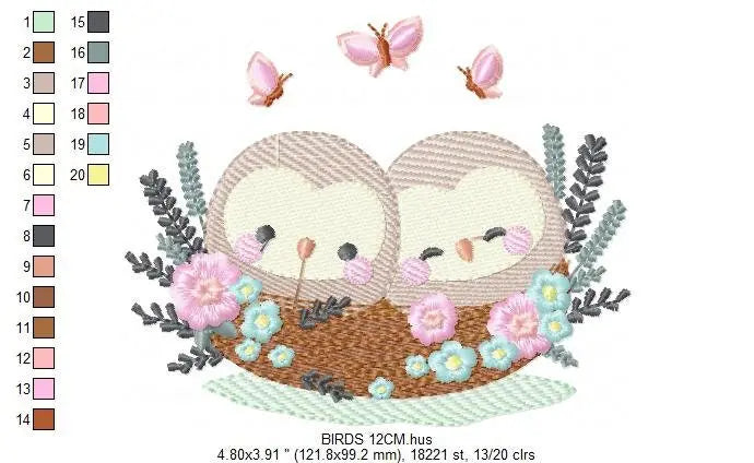 Love Bird Nest embroidery designs - Owl Nest embroidery design machine embroidery pattern - Family Couple embroidery file - Instant download Marcia Embroidery