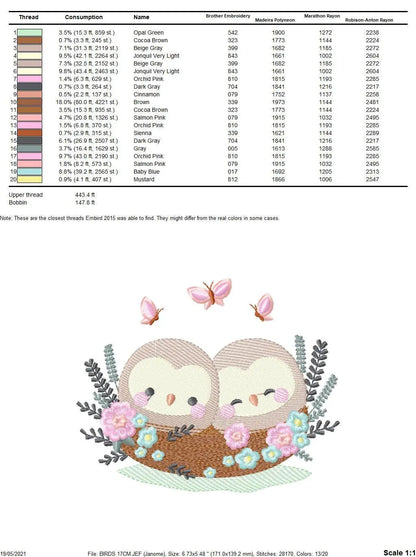 Love Bird Nest embroidery designs - Owl Nest embroidery design machine embroidery pattern - Family Couple embroidery file - Instant download Marcia Embroidery