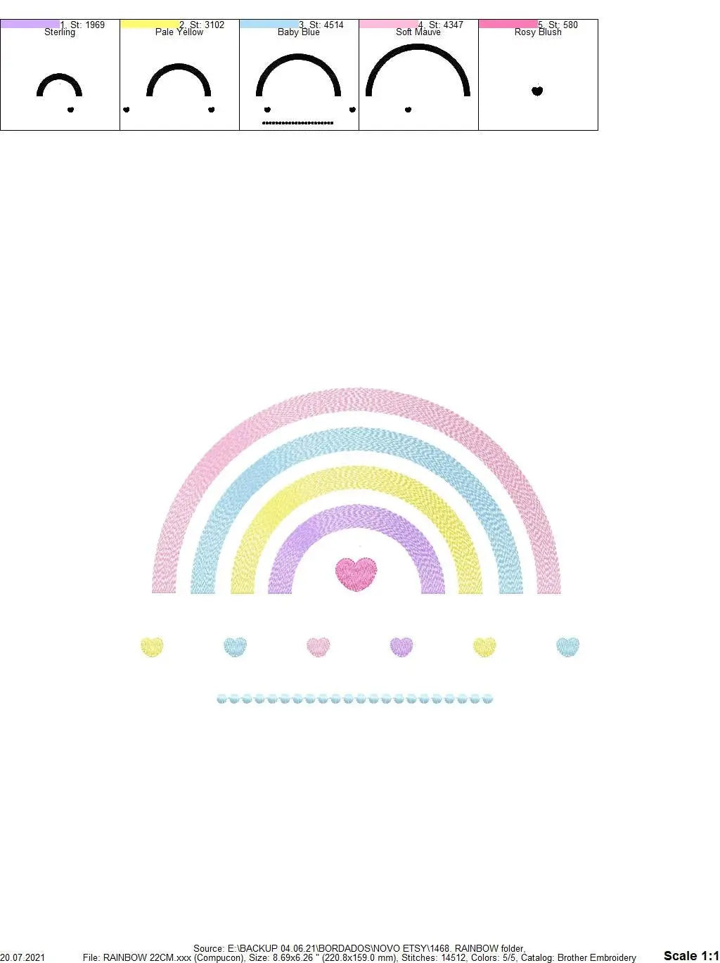 Cloud embroidery design - Rainbow embroidery designs machine embroidery pattern - Baby girl embroidery file - digital download sky rainbow Marcia Embroidery