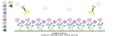 Flower garden embroidery designs - Spring flowers with butterflies machine embroidery pattern - Kitchen tea towel - Instant digital download Marcia Embroidery