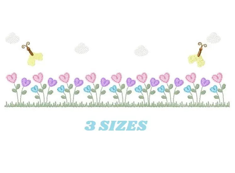 Flower garden embroidery designs - Spring flowers with butterflies machine embroidery pattern - Kitchen tea towel - Instant digital download Marcia Embroidery