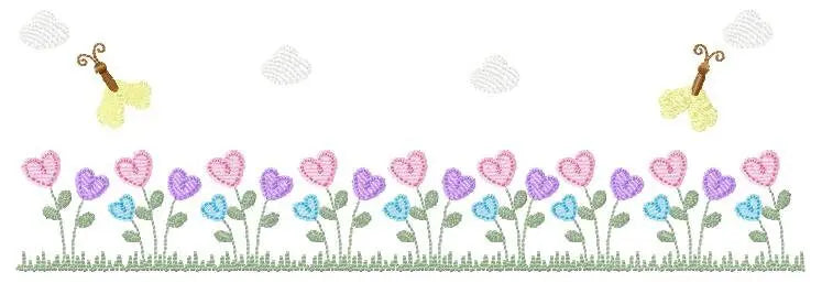 Flower garden embroidery designs - Spring flowers with butterflies machine embroidery pattern - Kitchen tea towel - Instant digital download Marcia Embroidery