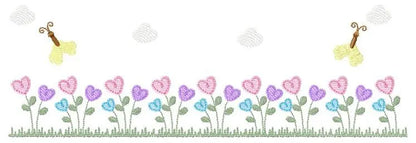 Flower garden embroidery designs - Spring flowers with butterflies machine embroidery pattern - Kitchen tea towel - Instant digital download Marcia Embroidery