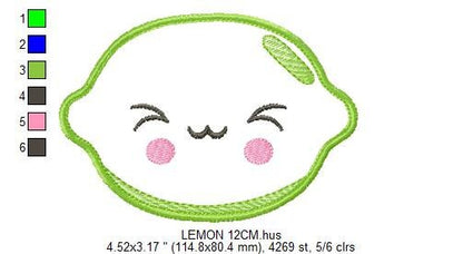 Lime embroidery designs - Fruit embroidery design machine embroidery pattern - Kitchen embroidery file Lemon applique Fruit applique design