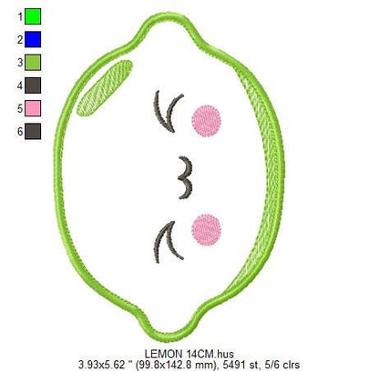 Lime embroidery designs - Fruit embroidery design machine embroidery pattern - Kitchen embroidery file Lemon applique Fruit applique design