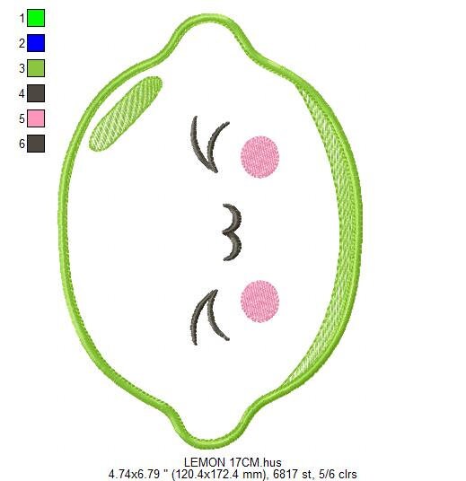 Lime embroidery designs - Fruit embroidery design machine embroidery pattern - Kitchen embroidery file Lemon applique Fruit applique design