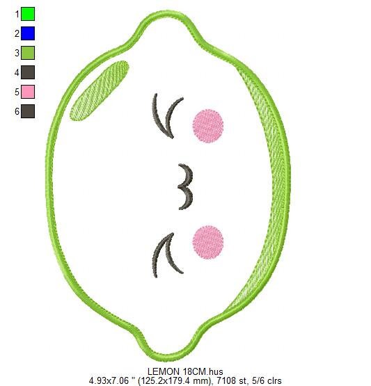 Lime embroidery designs - Fruit embroidery design machine embroidery pattern - Kitchen embroidery file Lemon applique Fruit applique design