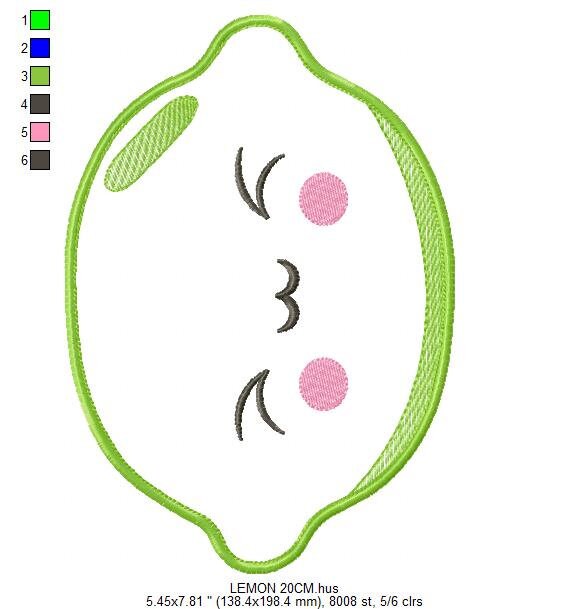 Lime embroidery designs - Fruit embroidery design machine embroidery pattern - Kitchen embroidery file Lemon applique Fruit applique design