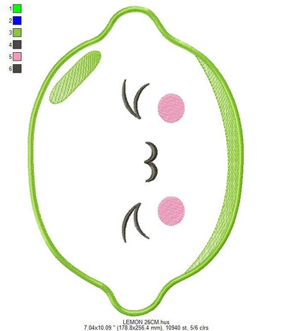 Lime embroidery designs - Fruit embroidery design machine embroidery pattern - Kitchen embroidery file Lemon applique Fruit applique design