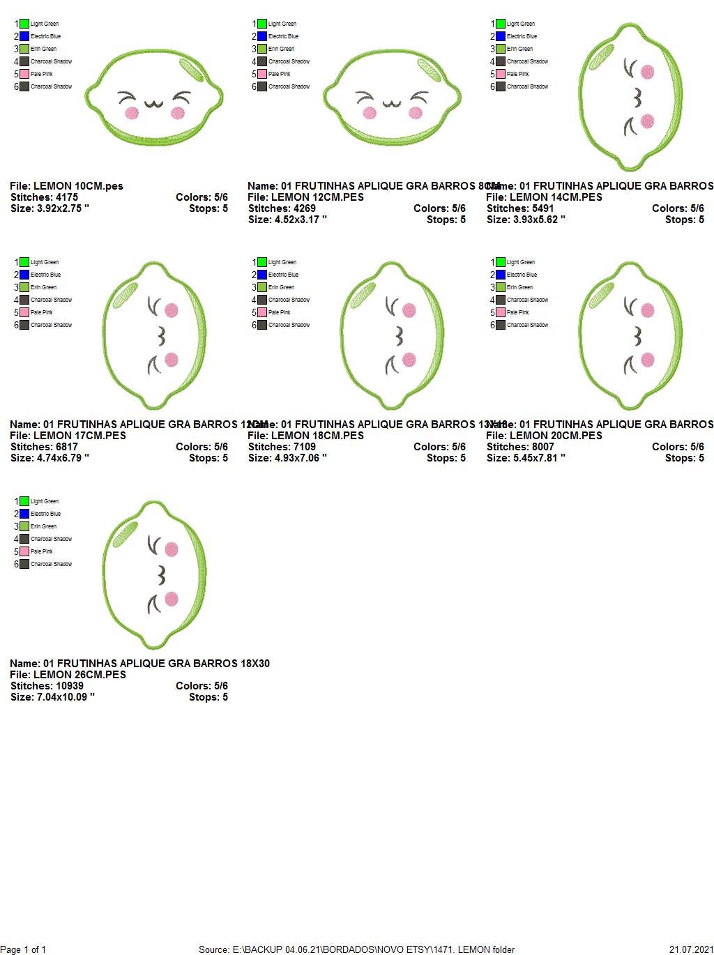 Lime embroidery designs - Fruit embroidery design machine embroidery pattern - Kitchen embroidery file Lemon applique Fruit applique design