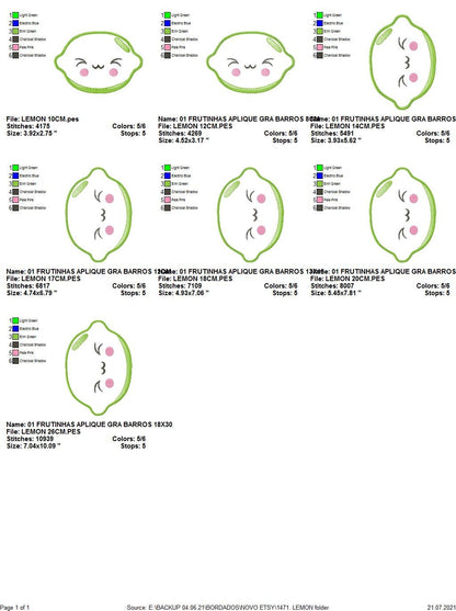 Lime embroidery designs - Fruit embroidery design machine embroidery pattern - Kitchen embroidery file Lemon applique Fruit applique design
