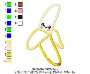 Banana embroidery designs - Fruit embroidery design machine embroidery pattern - Kitchen embroidery file - Banana applique design pes jef