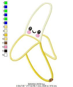 Banana embroidery designs - Fruit embroidery design machine embroidery pattern - Kitchen embroidery file - Banana applique design pes jef