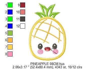 Pineapple embroidery designs - Fruit embroidery design machine embroidery pattern - Kitchen embroidery file - Pineapple applique design pes